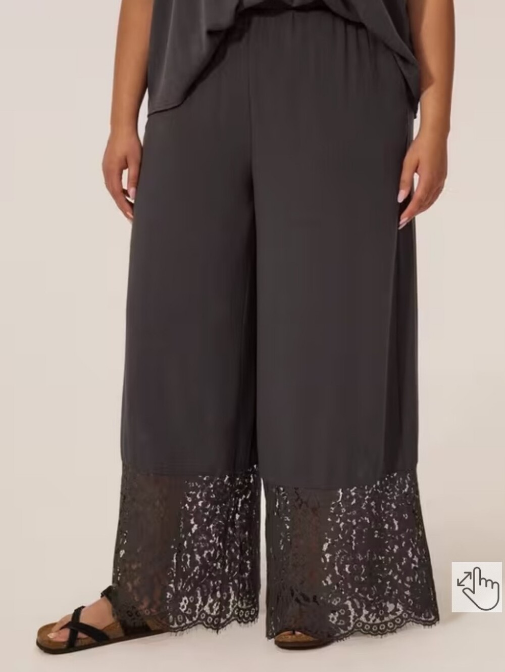 Torrid Festi Wide-Leg Lace Hem Pants - Phantom Sz 2